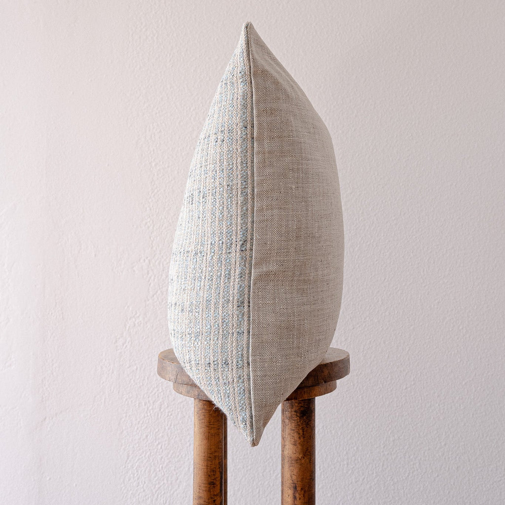 Soft Blue Linen with Woven Stripes Pillow 22x22