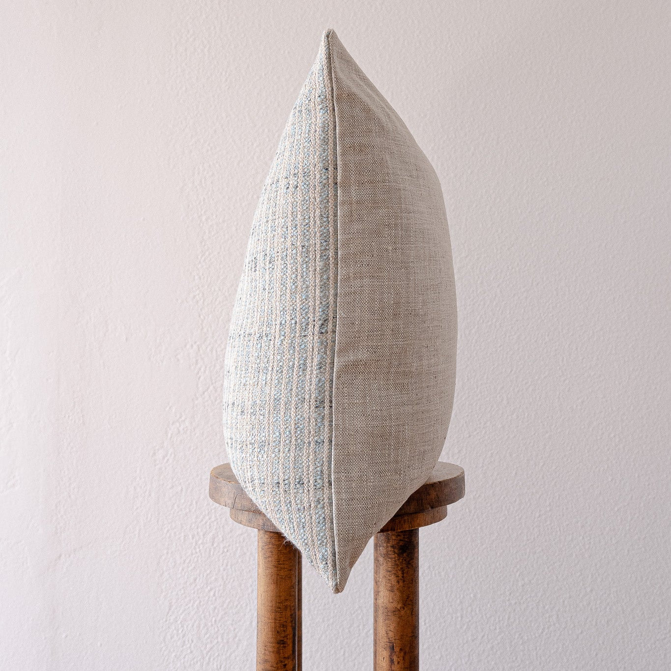 Soft Blue Linen with Woven Stripes Pillow 22x22