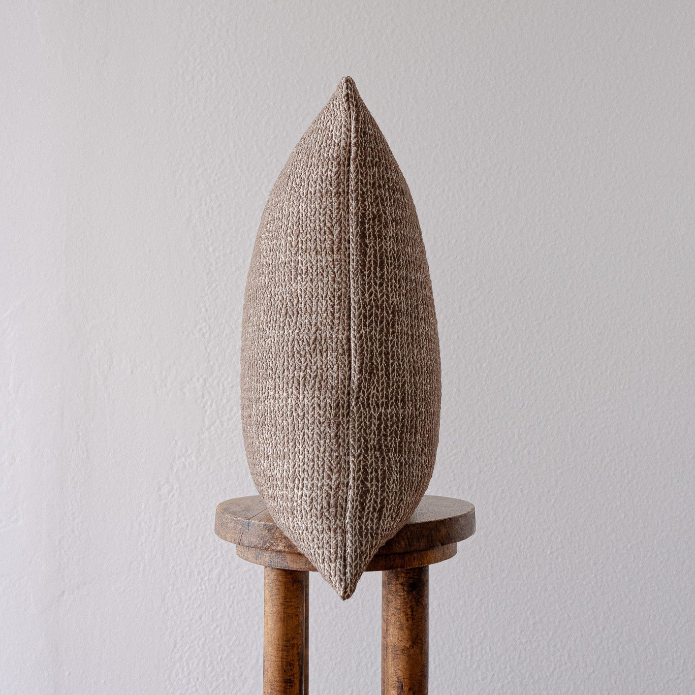 Nubby Brown Wool Woven Herringbone Pillow 20x20