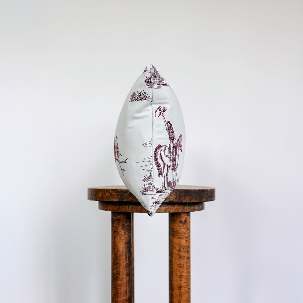 Ruby Red Western Toile Lumbar Pillow 12x20