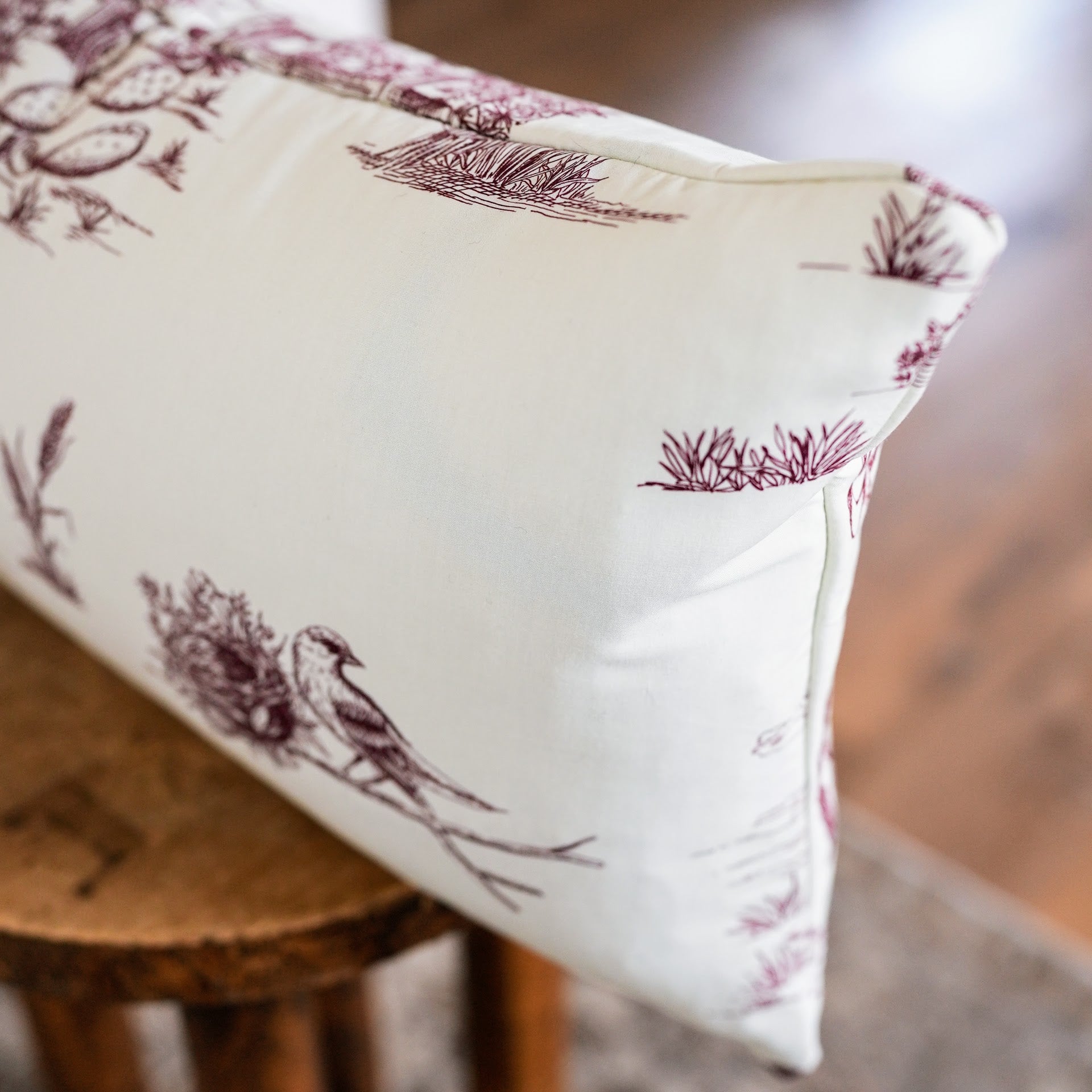 Ruby Red Western Toile Lumbar Pillow 12x20