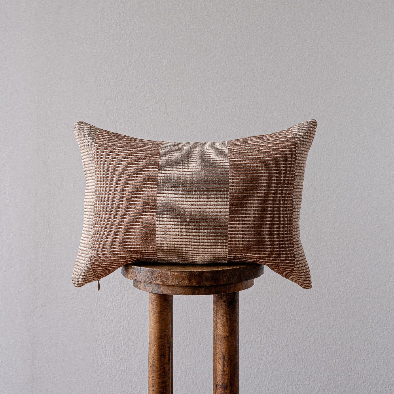 Cream & Rust Woven Block Stripes Lumbar Pillow 14x20
