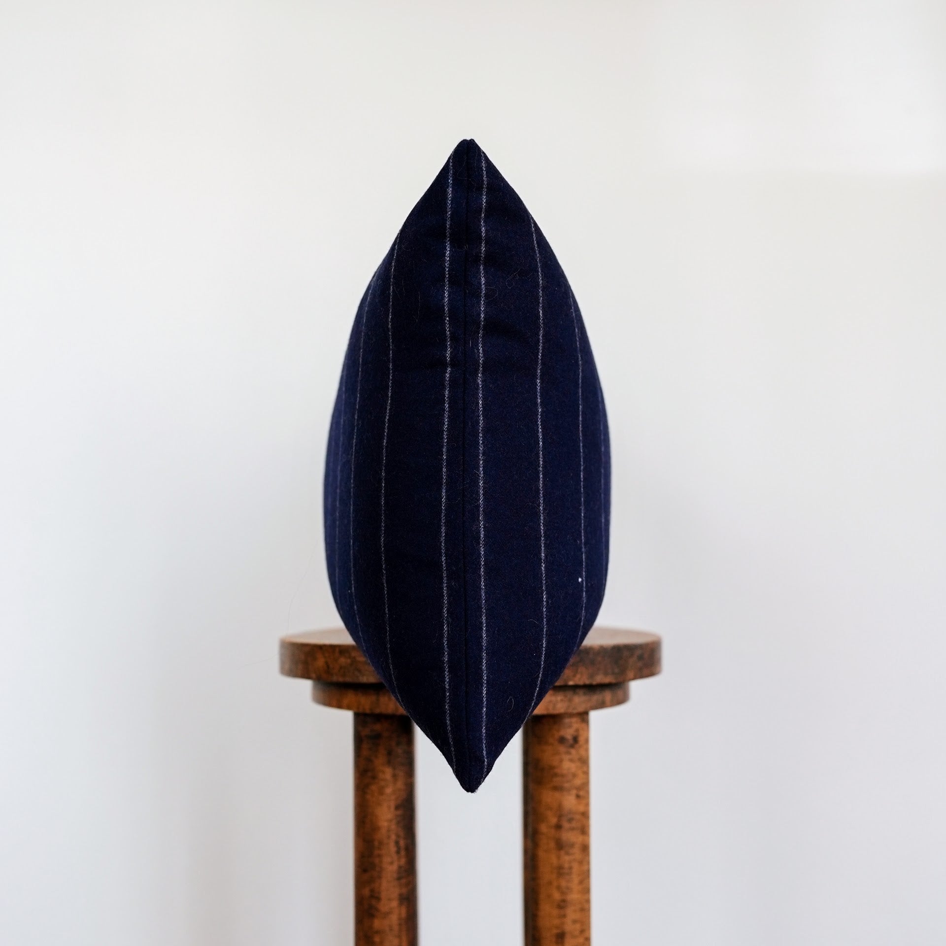 Navy with White Stripes Wool Lumbar Pillow 16x24