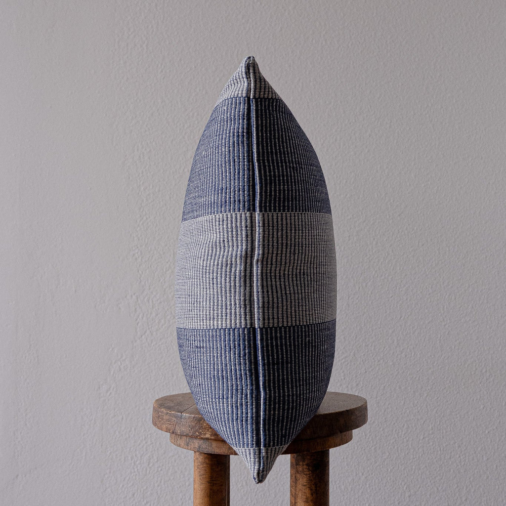 Navy & White Woven with Bold Stripes Pillow 20x20