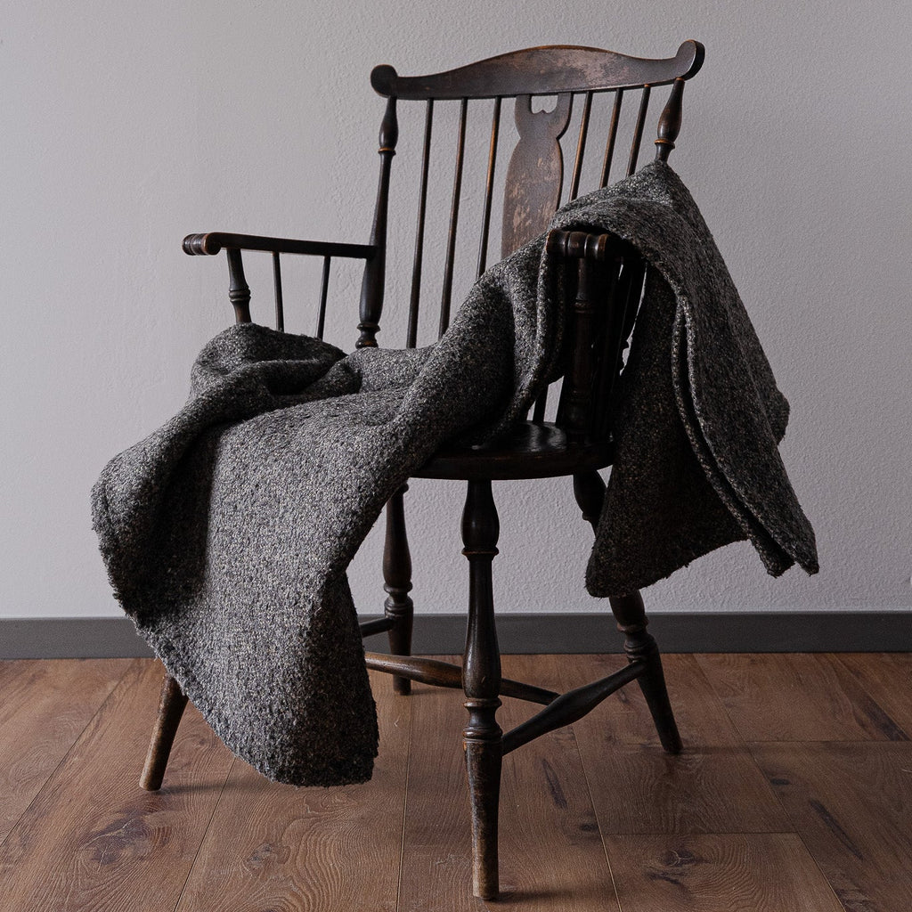 Nubby Grey Wool Throw