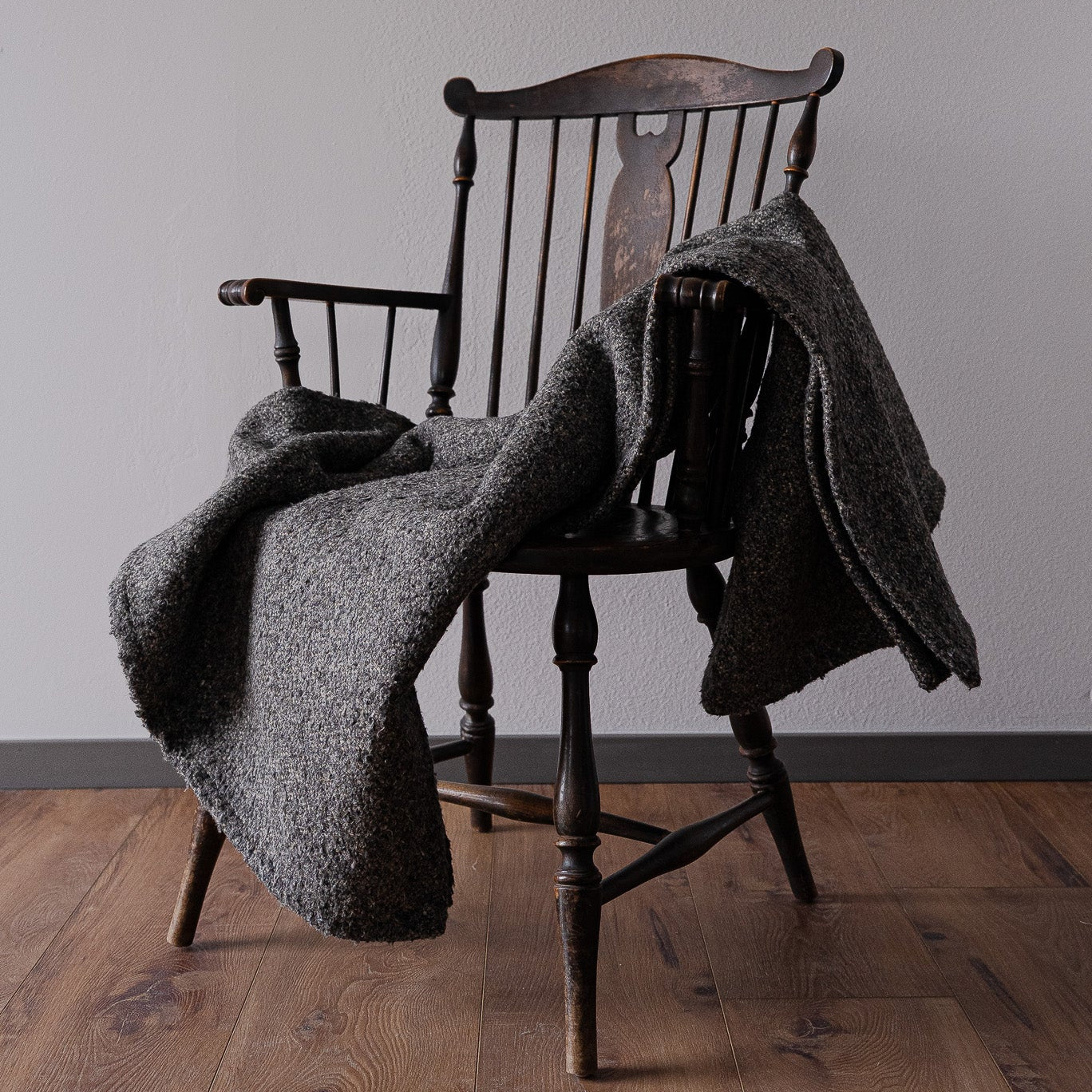 Nubby Grey Wool Throw