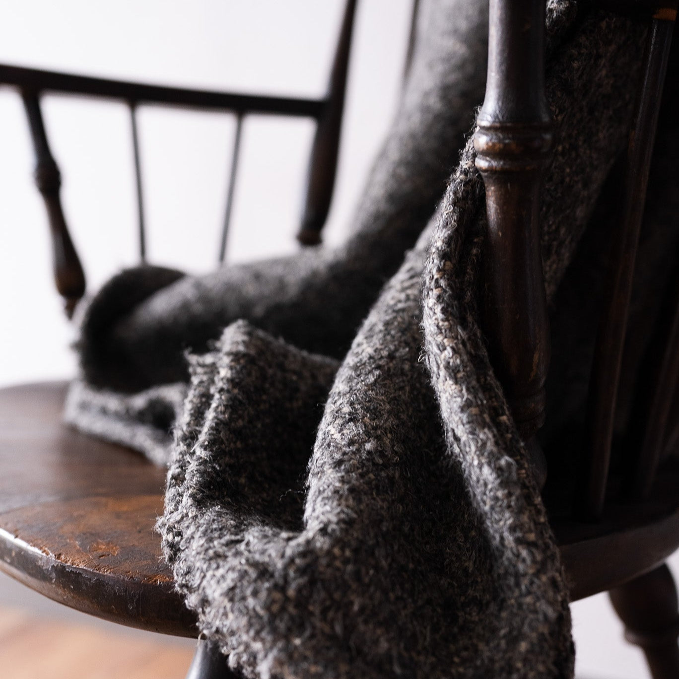 Nubby Grey Wool Throw