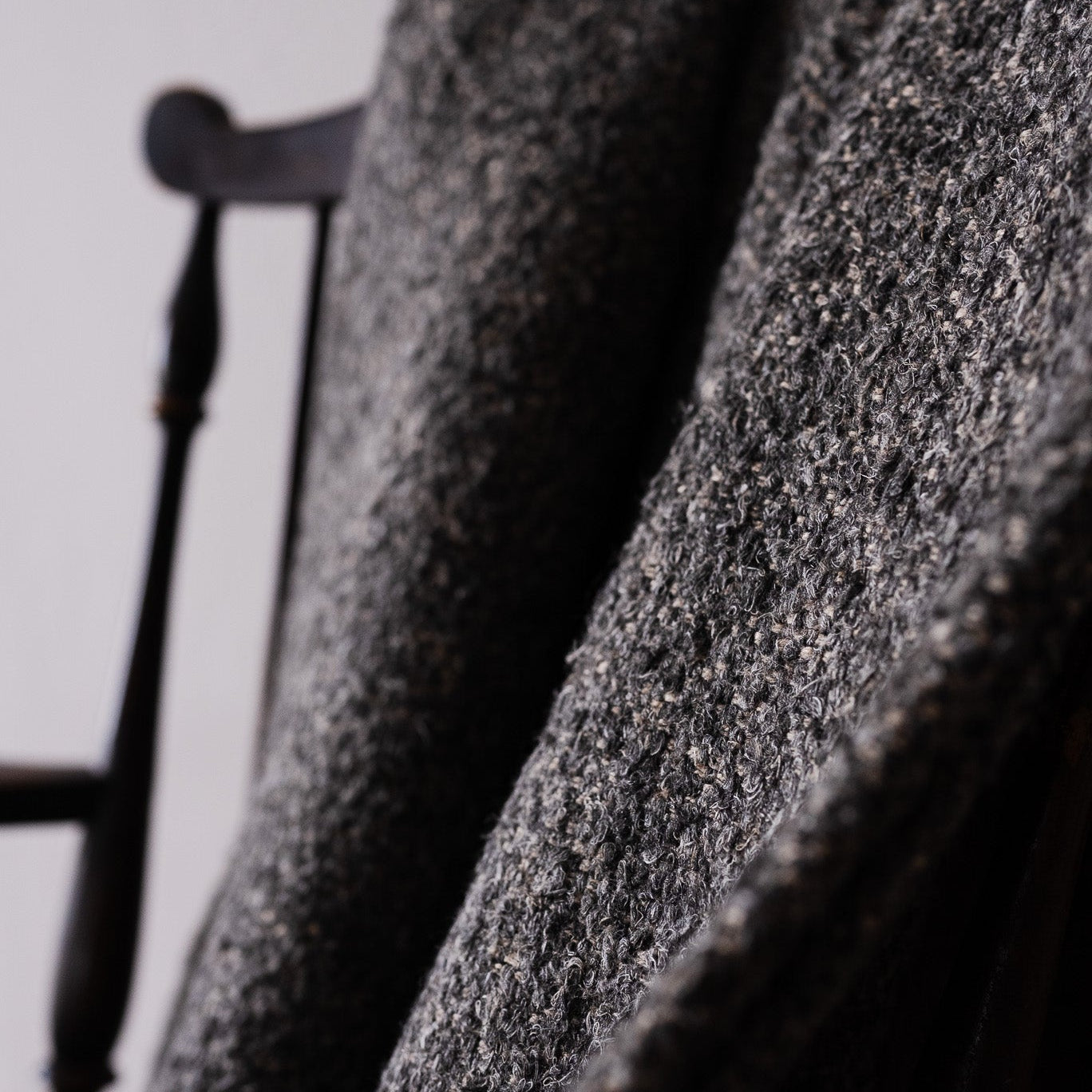 Nubby Grey Wool Throw