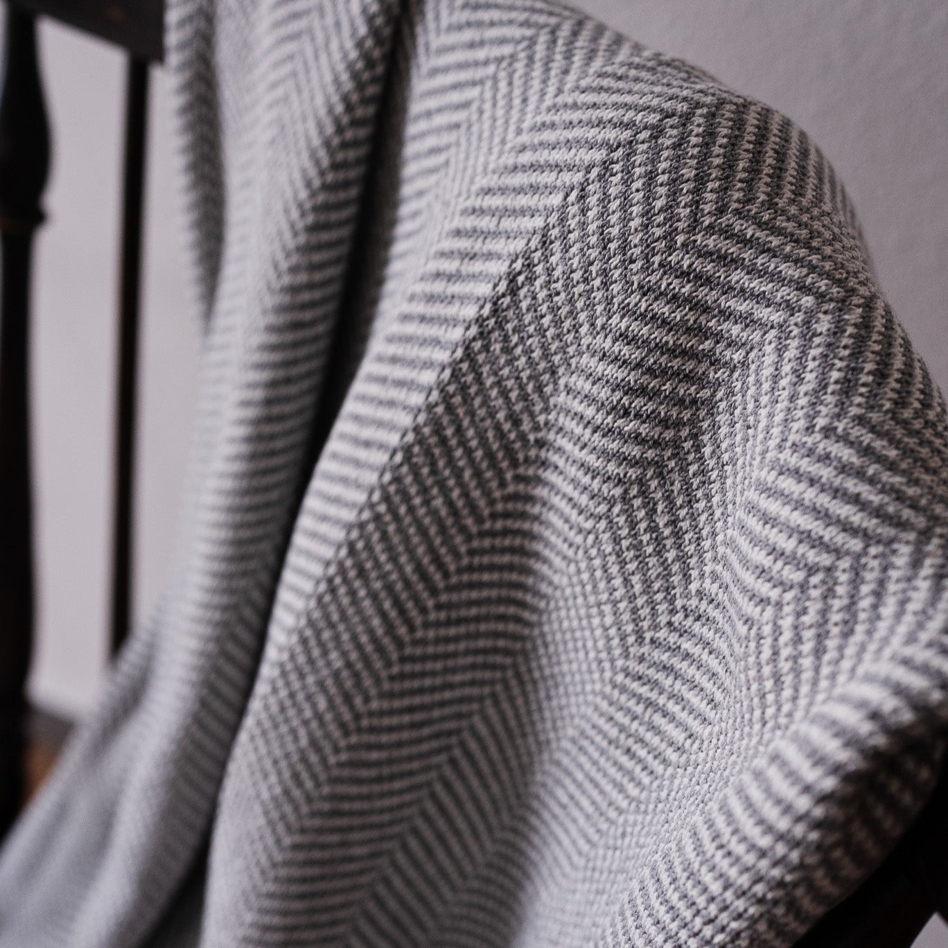 Light Grey Herringbone Recycled Cotton/Poly Throw