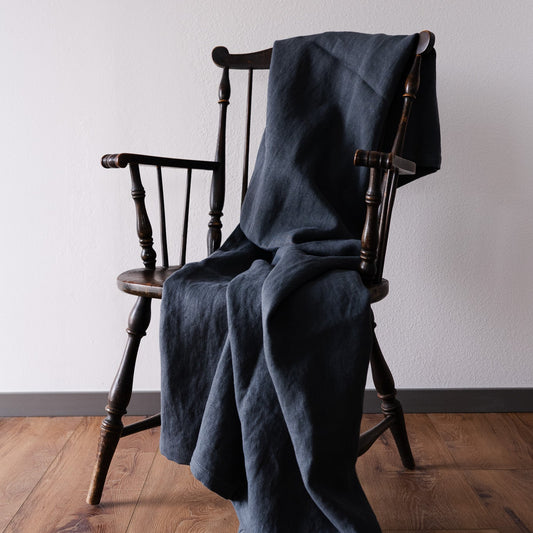 Steel Navy Linen Throw