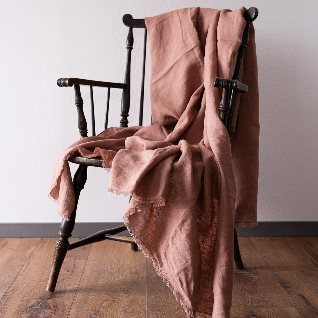 Dusty Blush Linen Throw