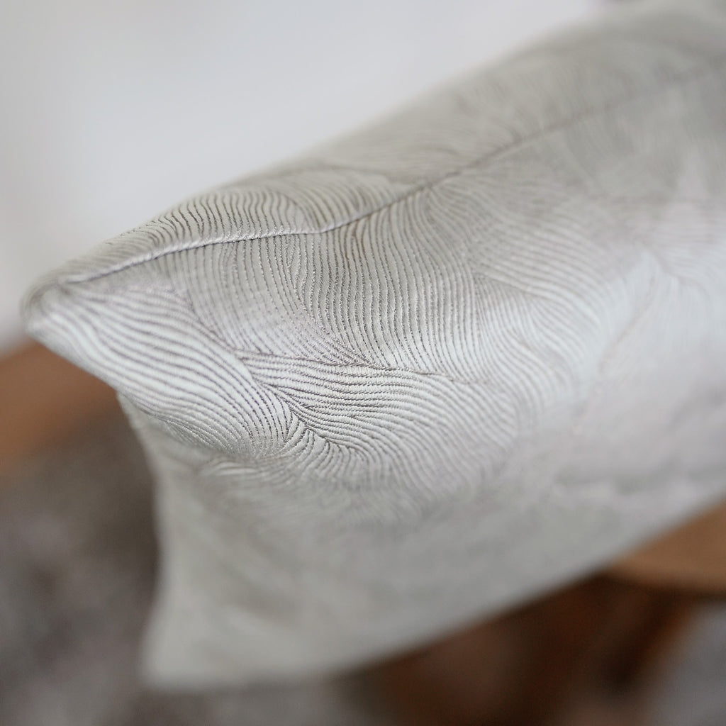 Shiny Champagne Floral Motif Lumbar Pillow 12x24