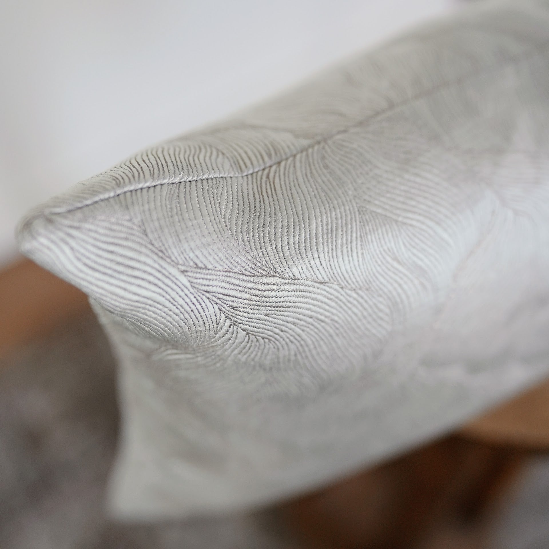 Shiny Champagne Floral Motif Lumbar Pillow 12x24