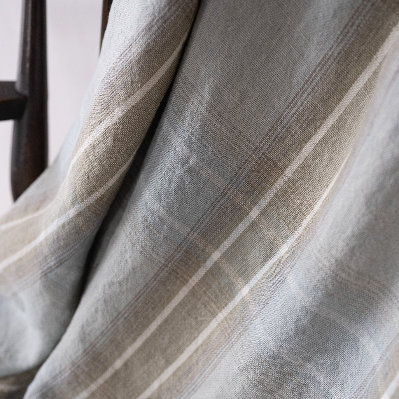 Seafoam and Green Plaid Linen Throw
