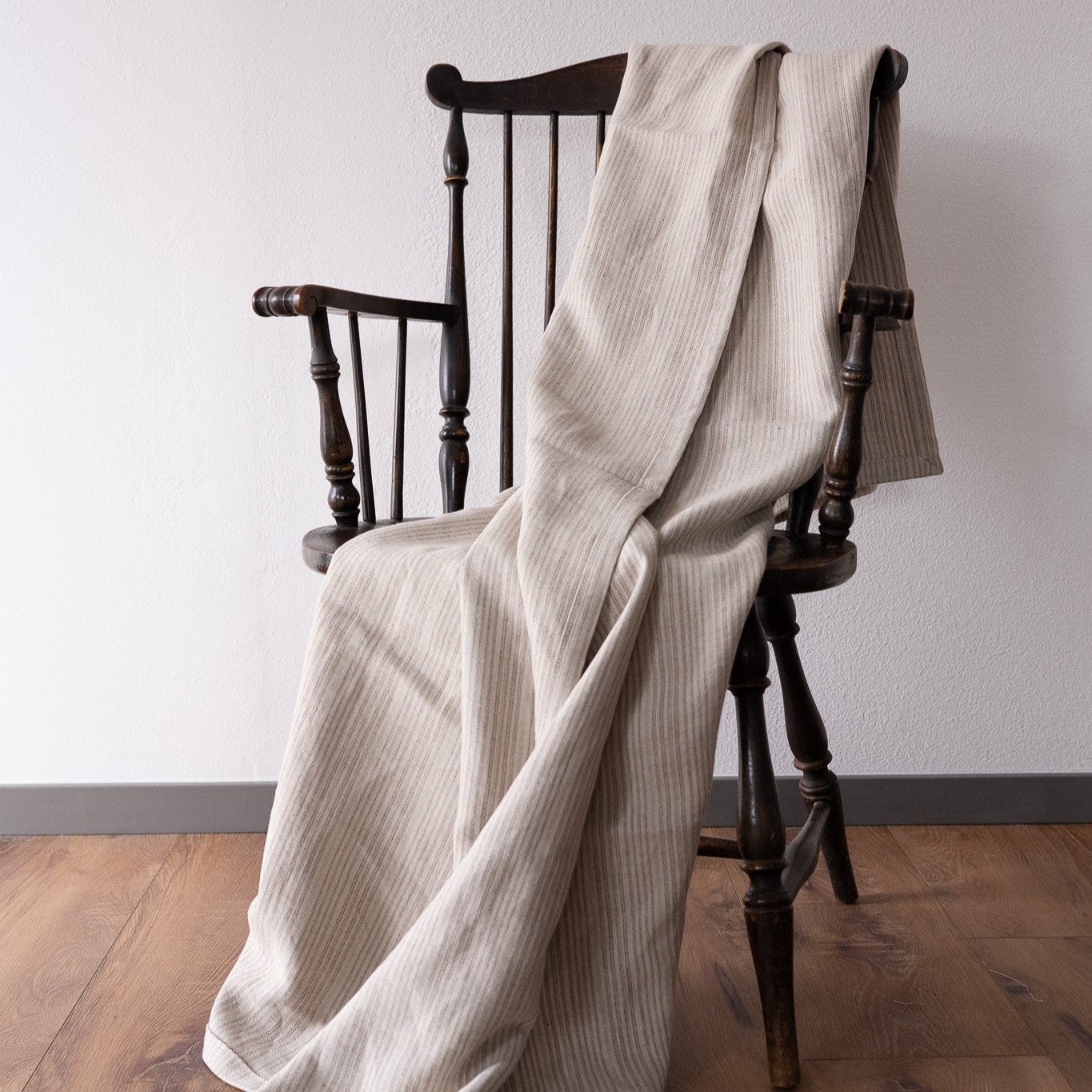Cream and Brown Stripe Linen Throw