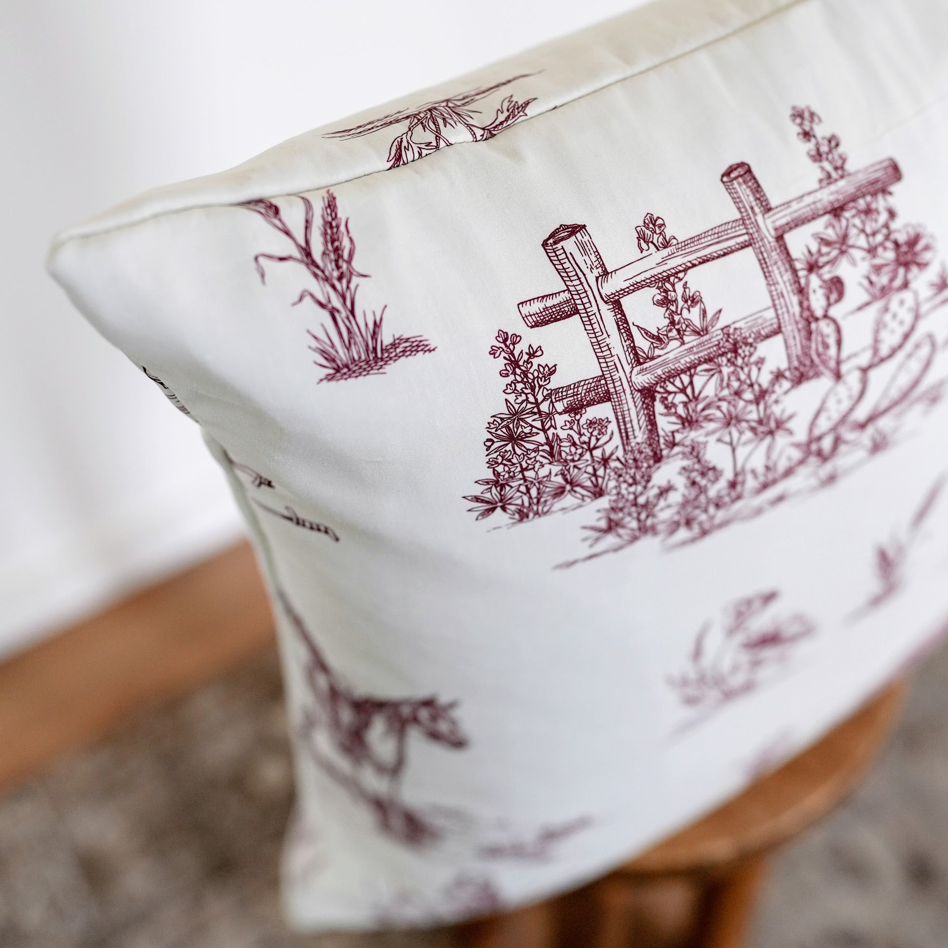 Ruby Red Western Toile Pillow 20x20