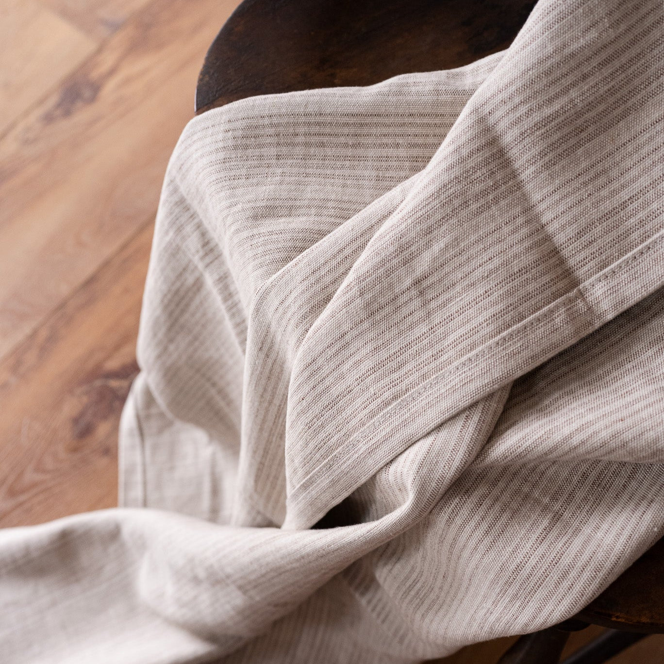 Cream and Brown Stripe Linen Throw