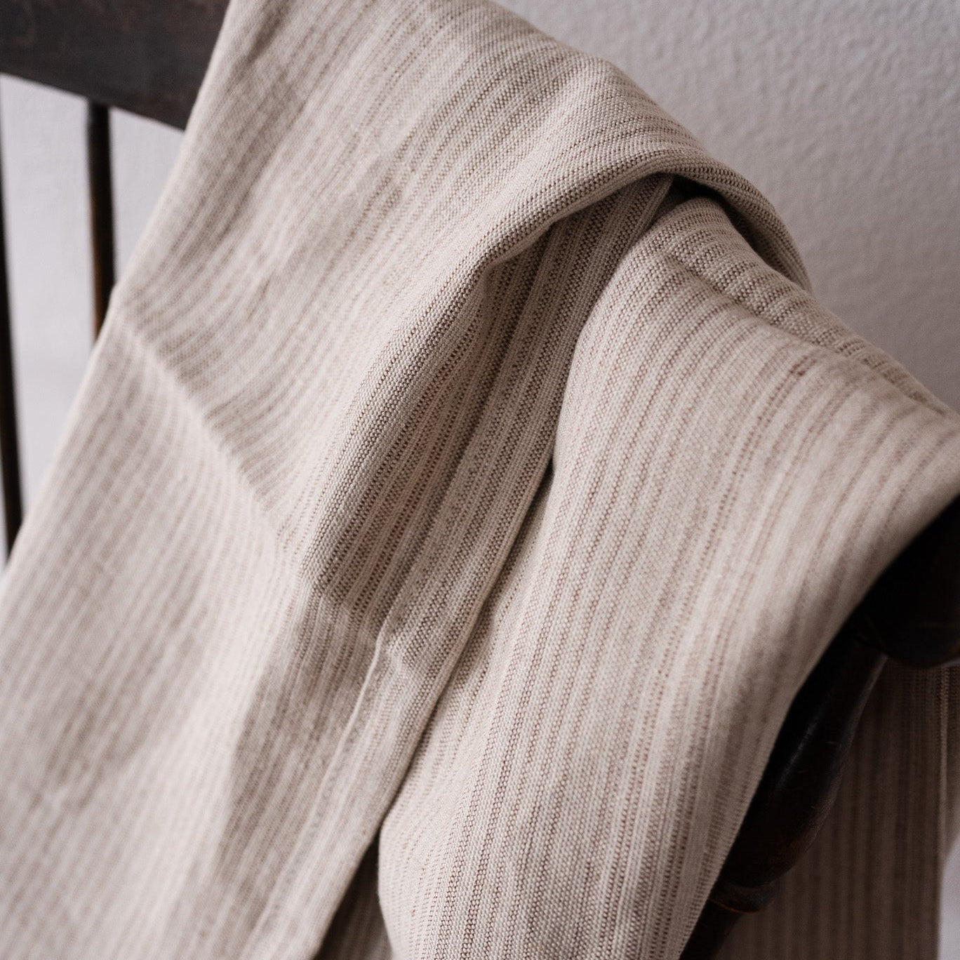 Cream and Brown Stripe Linen Throw