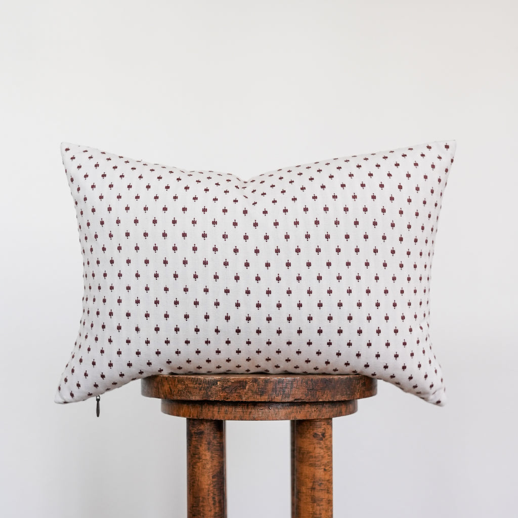 Mini Brown Embroidered Western Motif Lumbar Pillow 14x20