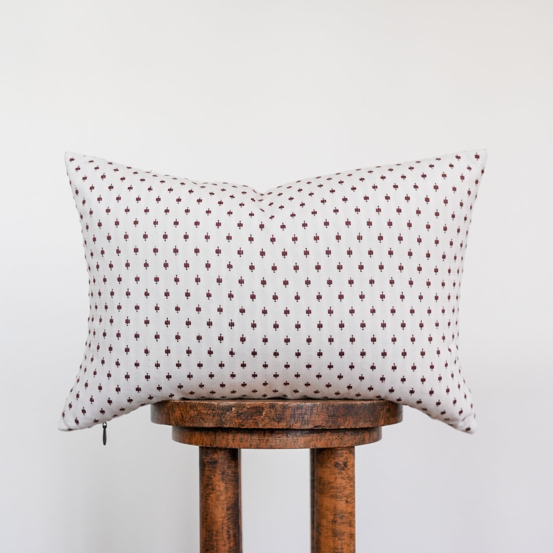 Mini Brown Embroidered Western Motif Lumbar Pillow 14x20