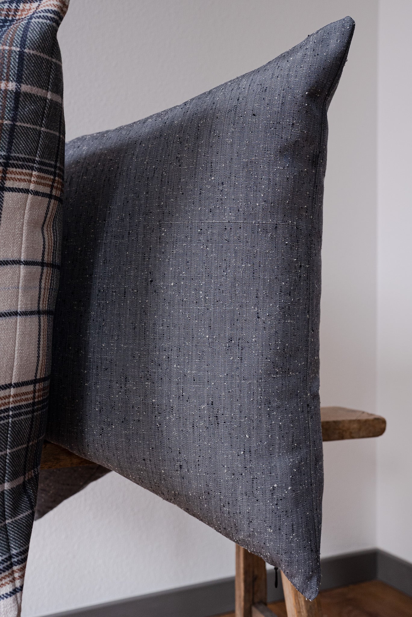 Chambray Blue with White and Black Flecking Pillow 24x24