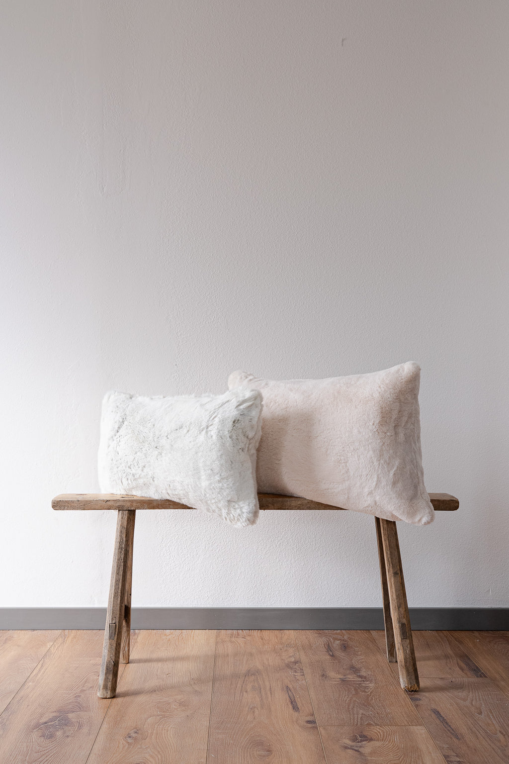 Cream Faux Fur Lumbar Pillow 16x24