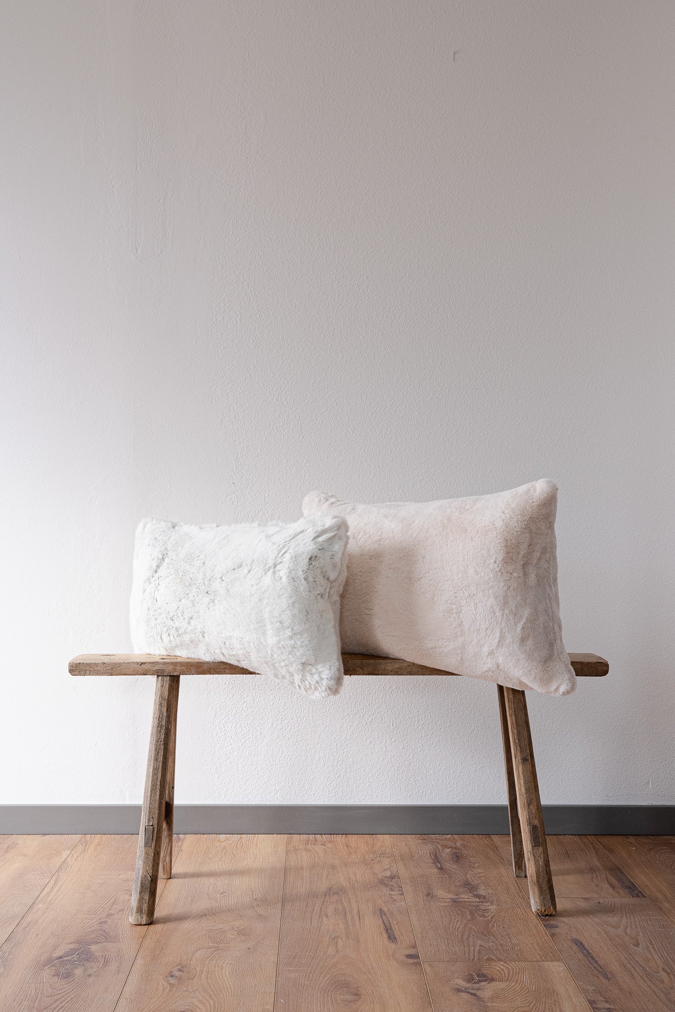 Cream Faux Fur Lumbar Pillow 16x24
