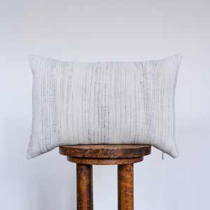Navy Striations on Beige Linen Lumbar Pillow 14x20