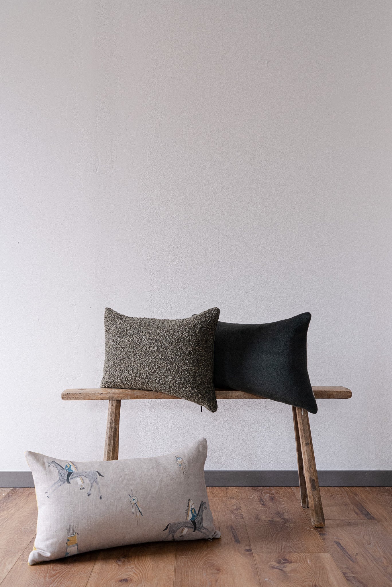 Charcoal Green Alpaca Lumbar Pillow 14x20