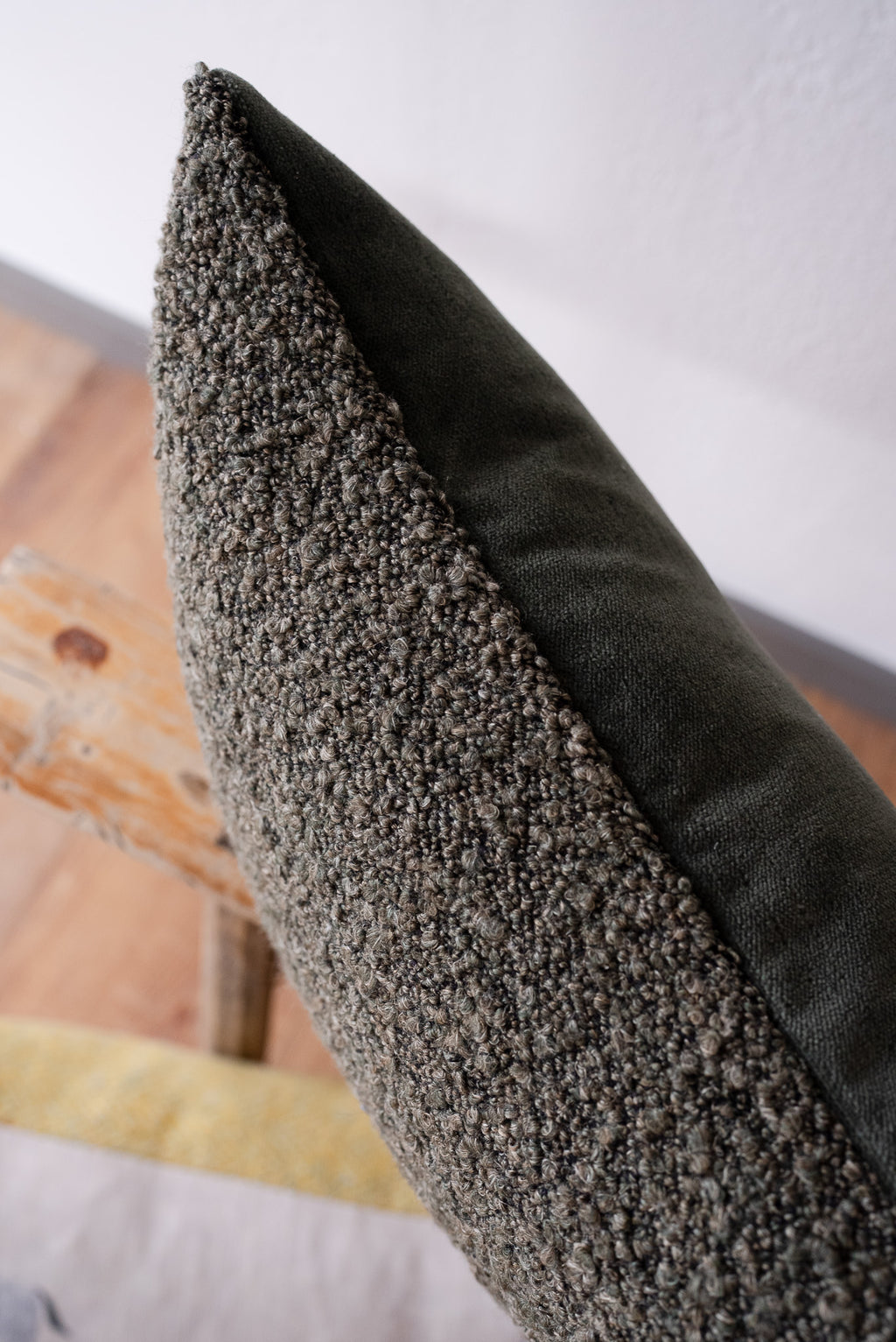 Forest Green Wool Boucle Lumbar Pillow 14x20