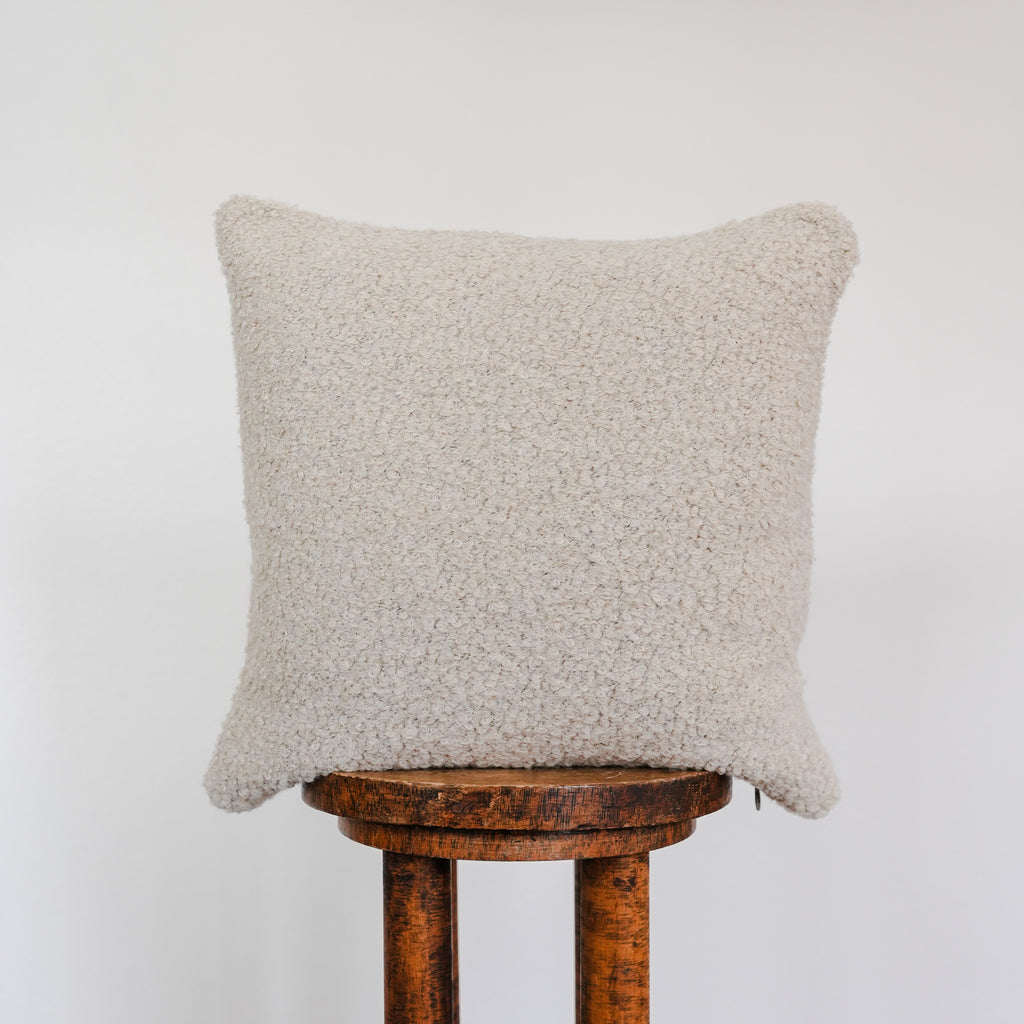 Curly Oatmeal Alpaca Pillow 18x18