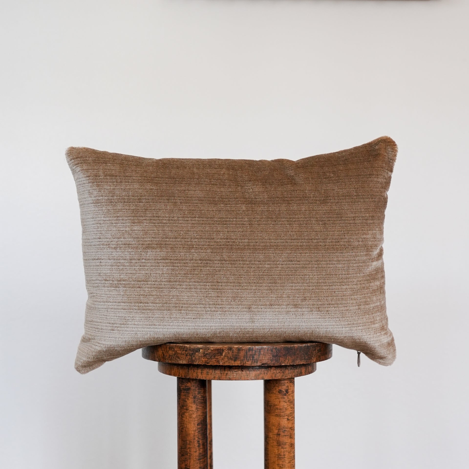 Beige Corduroy Inspired Mohair Lumbar Pillow 14x20