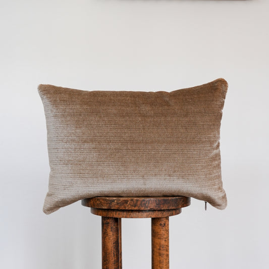 Beige Corduroy Inspired Mohair Lumbar Pillow 14x20