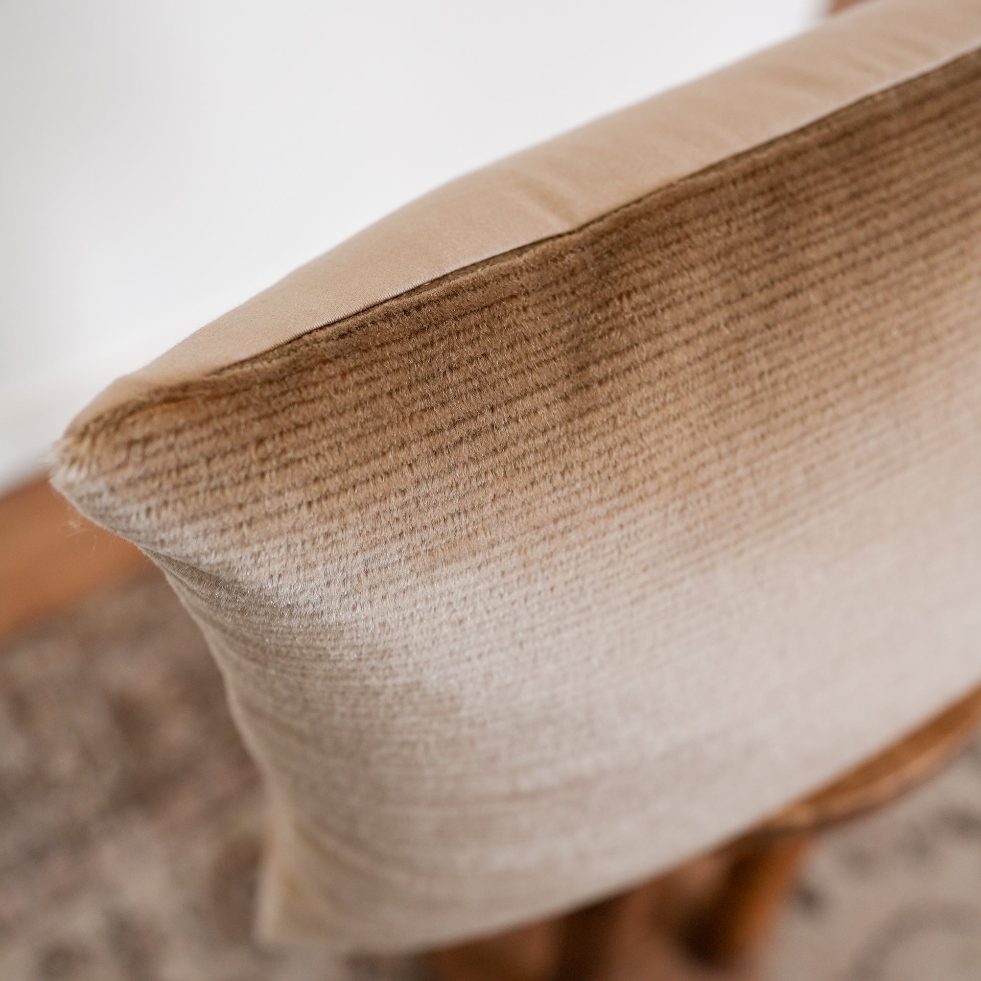 Beige Corduroy Inspired Mohair Lumbar Pillow 14x20