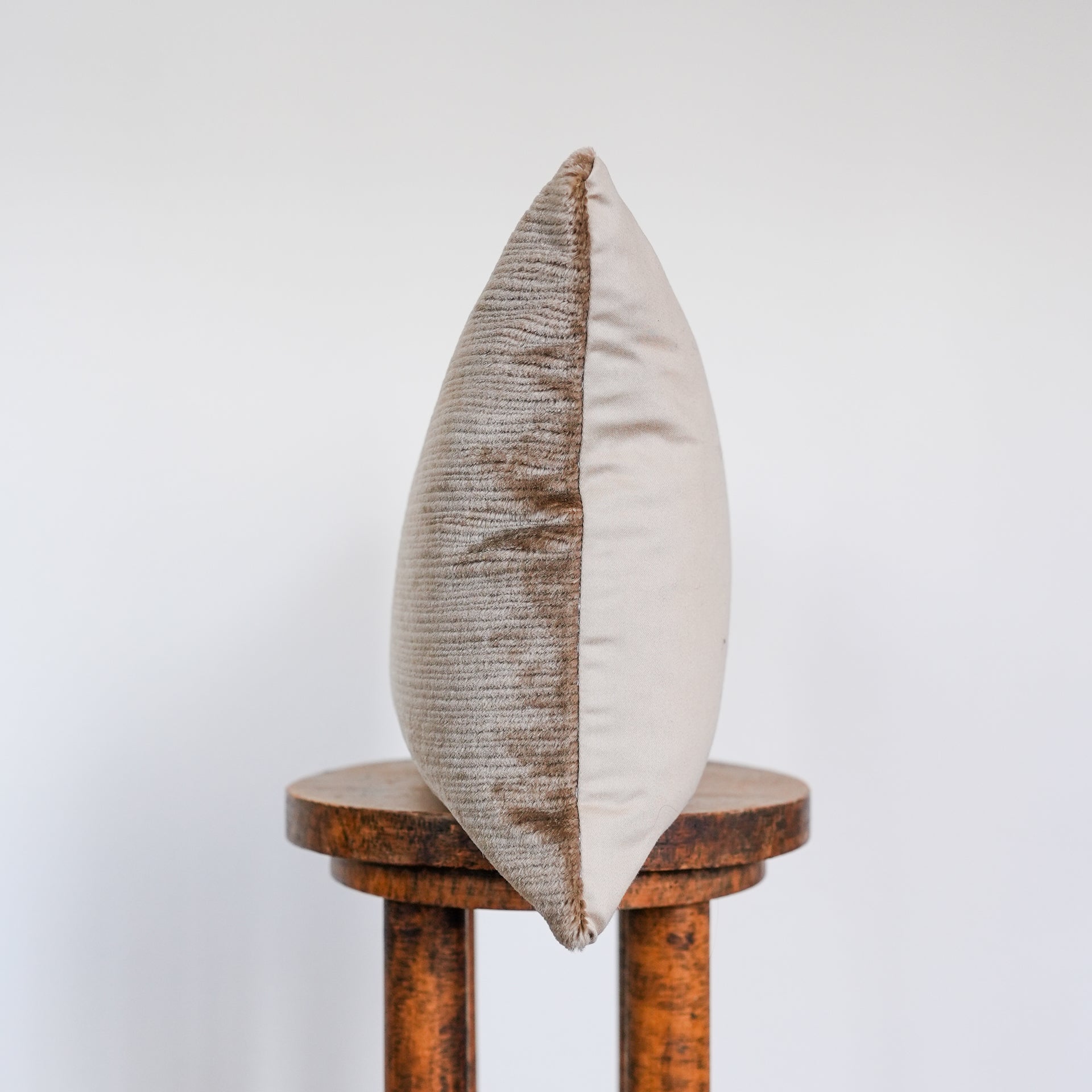 Beige Corduroy Inspired Mohair Lumbar Pillow 14x20