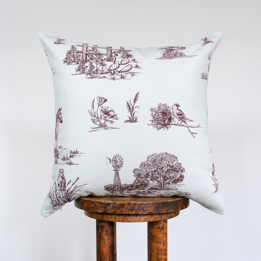 Ruby Red Western Toile Pillow 20x20