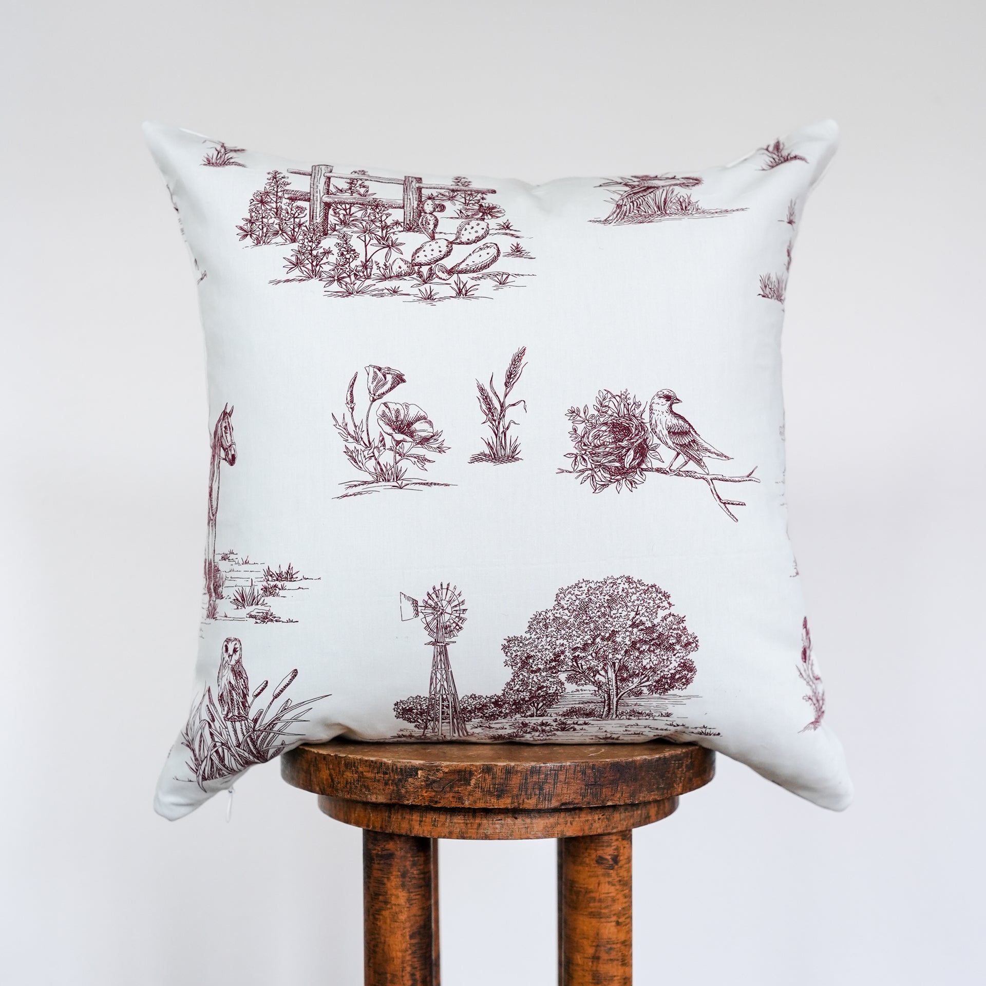 Ruby Red Western Toile Pillow 20x20