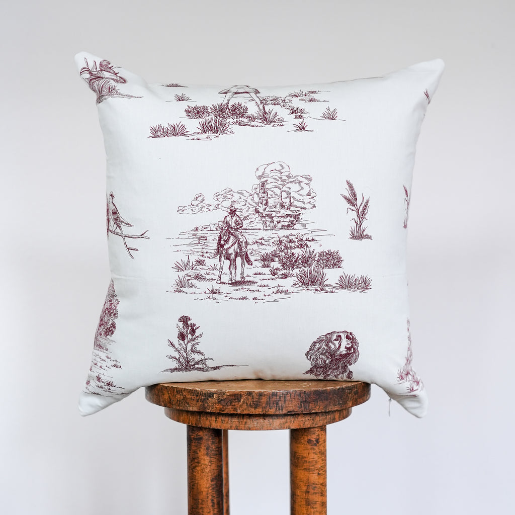 Ruby Red Western Toile Pillow 20x20