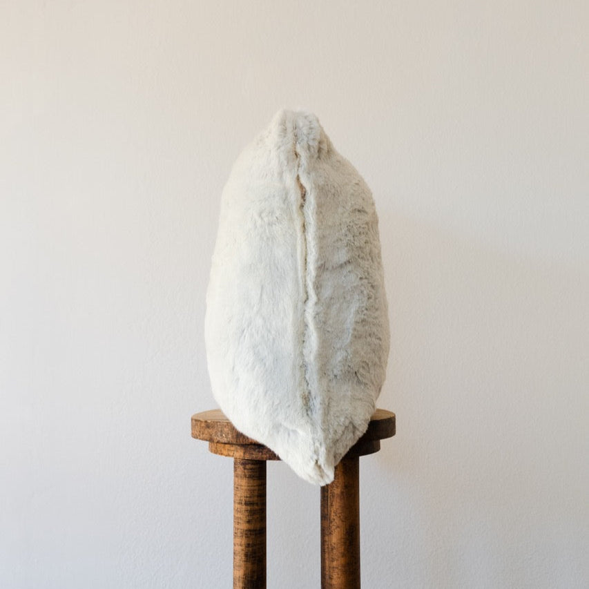 White Faux Fur with Greige Undertone Pillow 19x19