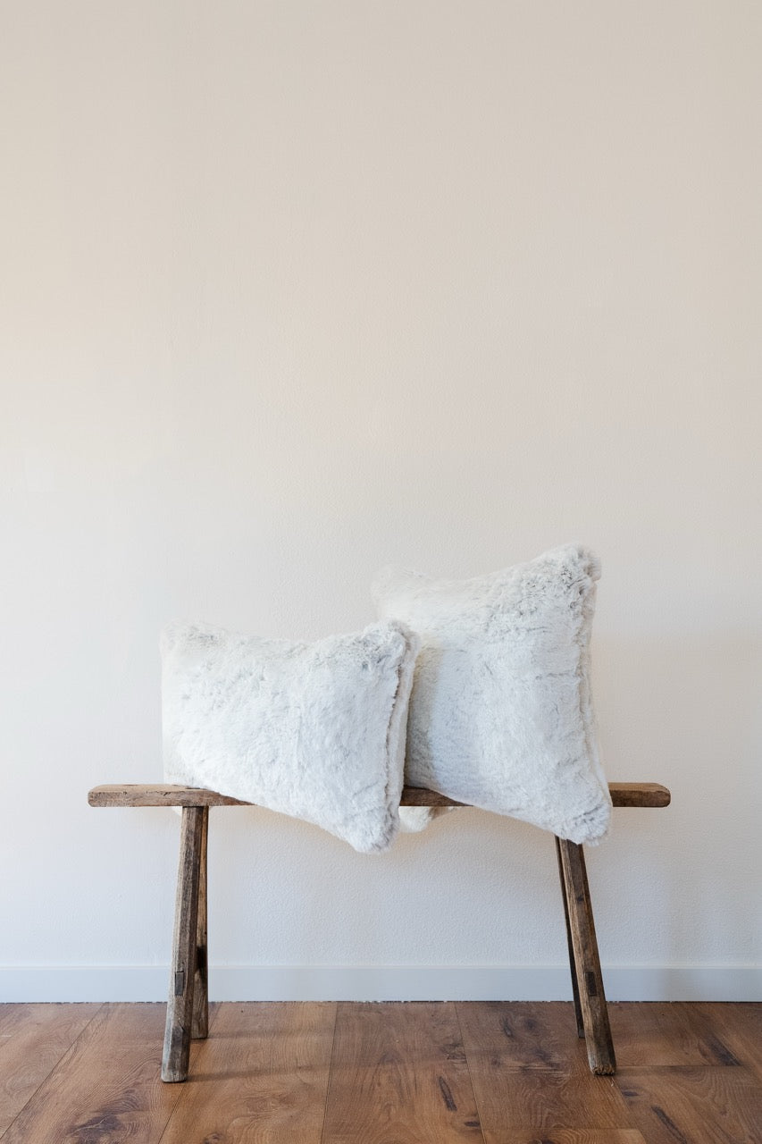 White Faux Fur with Greige Undertone Pillow 19x19