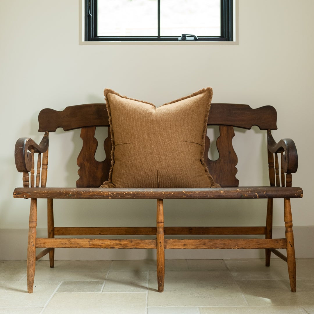 Italian Cinnamon Pleated Wool Pillow 23x23