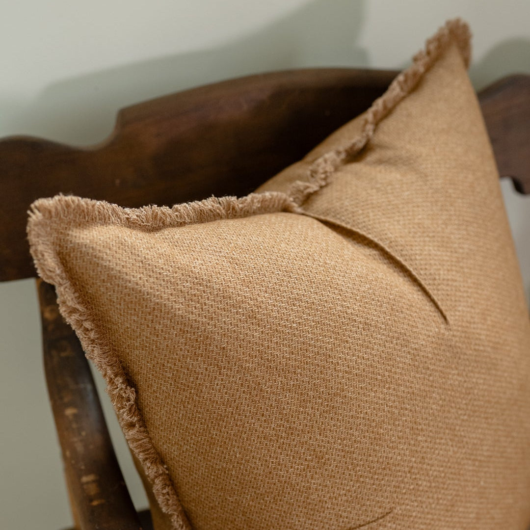 Italian Cinnamon Pleated Wool Pillow 23x23