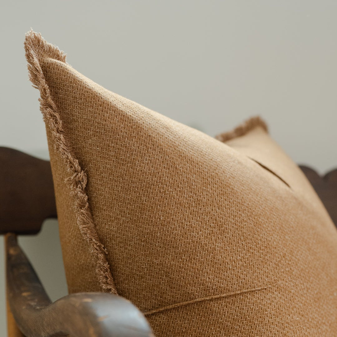 Italian Cinnamon Pleated Wool Pillow 23x23