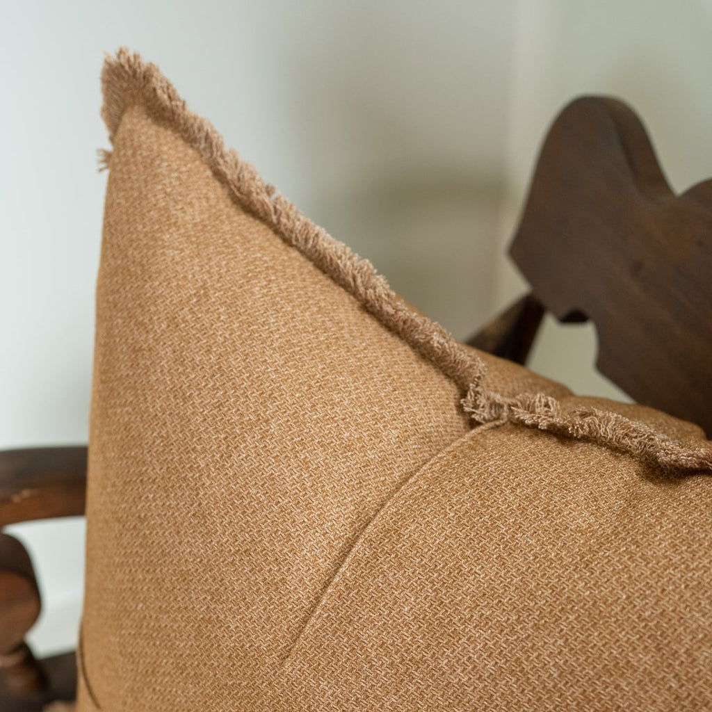Italian Cinnamon Pleated Wool Pillow 23x23