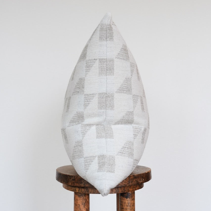 Cream & Taupe Geometric Wool Chenille Blend Pillow 20x20