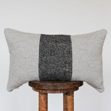 Load image into Gallery viewer, Grey Taupe Woven Wool with Dark Charcoal Wool Stripe 14x22

