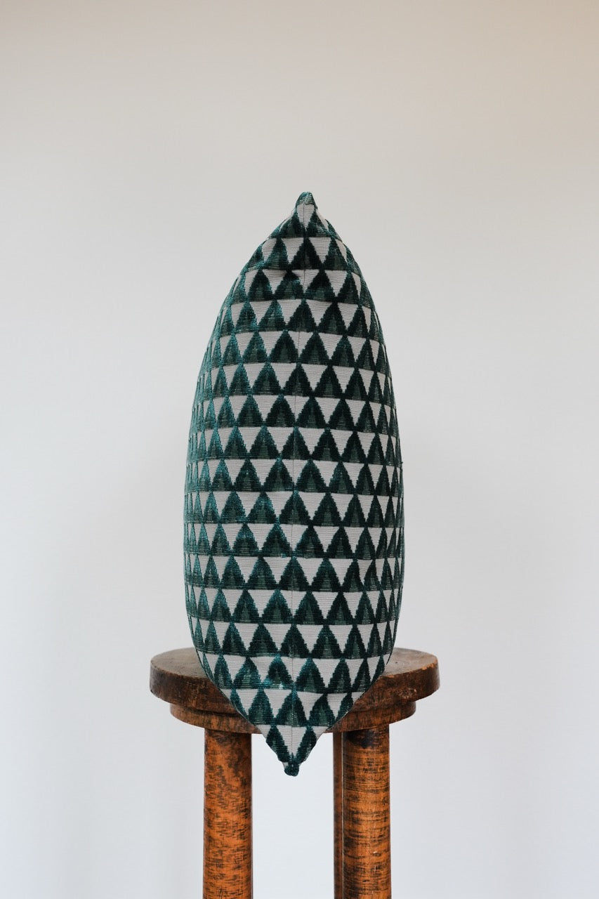 Blue Teal & Green Chenille Triangles Pillow 20x20