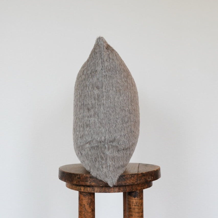 Grey Brown Long Wool Pillow 16x16
