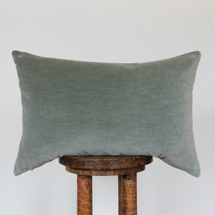 Sea Green Velvet Lumbar Pillow 16x24