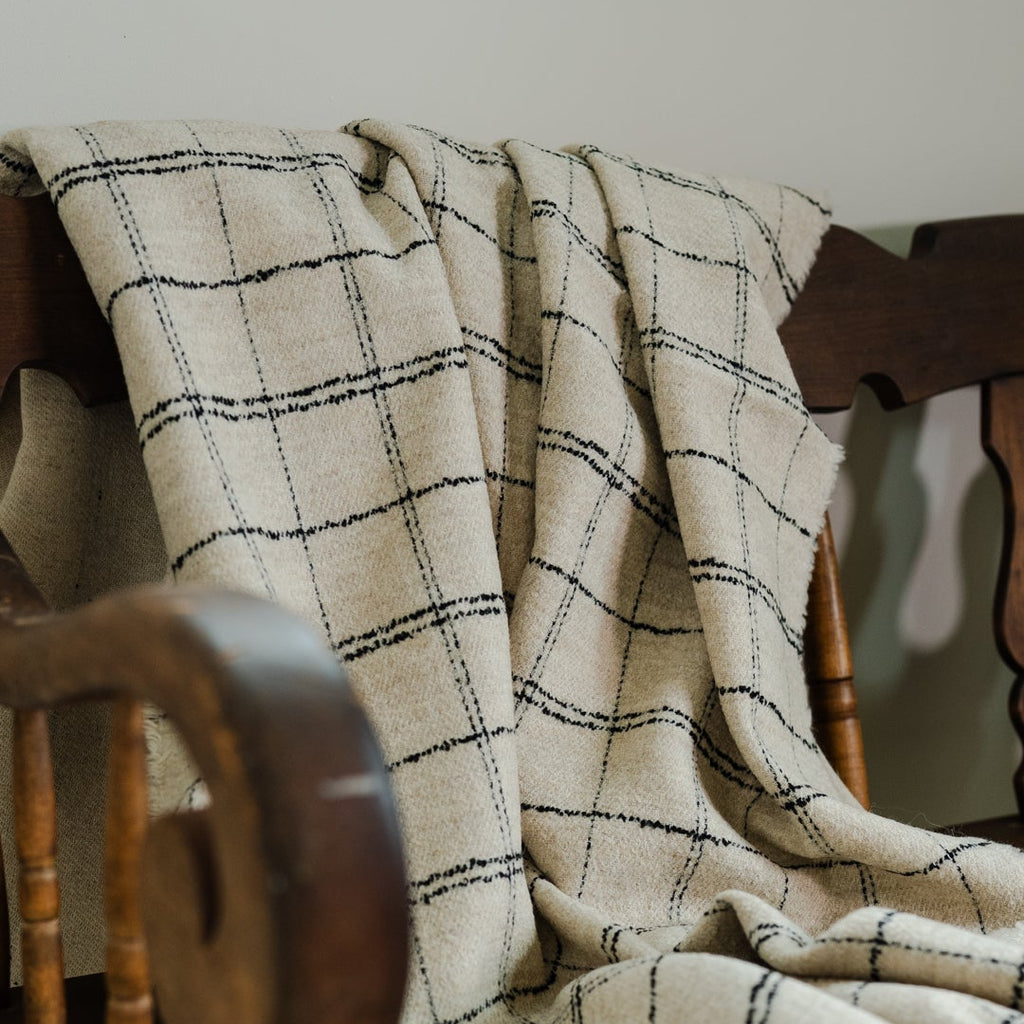Ivory & Black Grid Remnants of Chanel Half Blanket 65x118